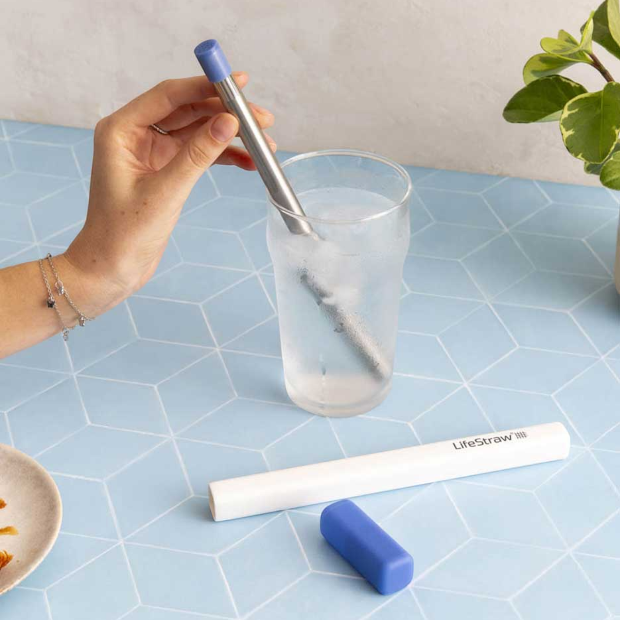 LifeStraw Sip Reusable Stainless Steel Water Filter Straw With Carry Case
